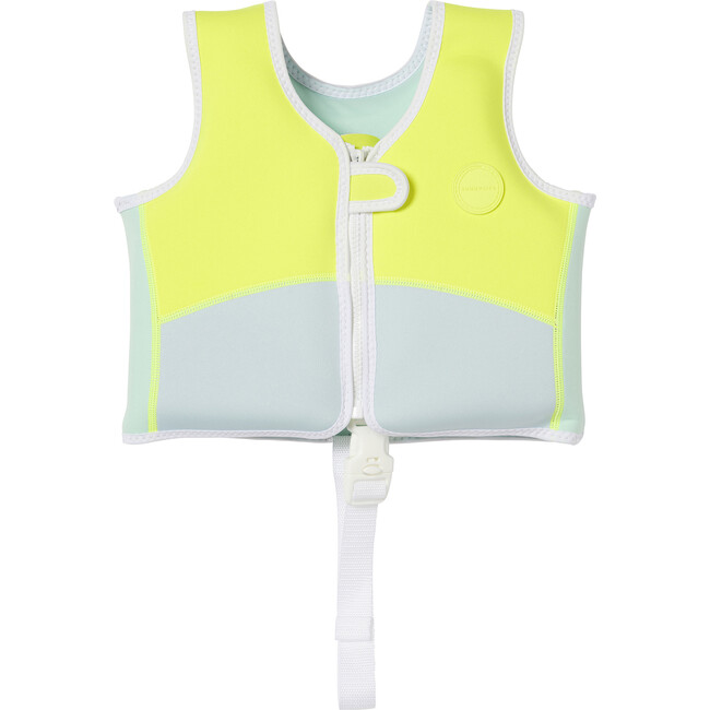 Swim Vest: 1/2 - Salty The Shark, Aqua Neon Yellow