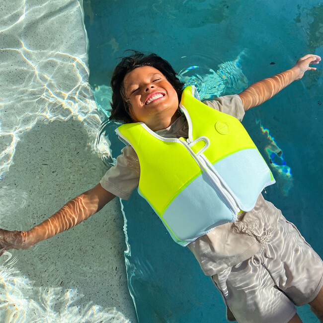 Swim Vest: 3/6 - Salty The Shark, Aqua Neon Yellow - Pool Floats - 4