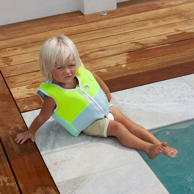 Swim Vest: 1/2 - Salty The Shark, Aqua Neon Yellow - Pool Floats - 5
