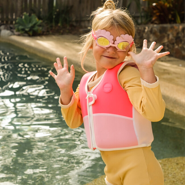 Swim Vest: 1/2 - Melody the Mermaid, Neon Strawberry Pink - Pool Floats - 4
