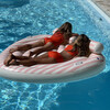 Lie-On Twin Float: Stole My Heart, Pink Stripe - Pool Floats - 3