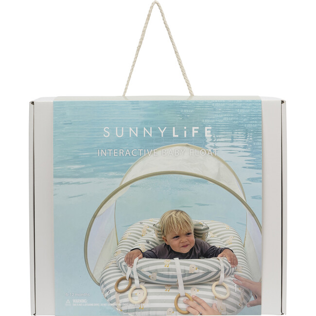 Interactive Baby Float: Duck, Sage Stripe - Pool Floats - 2