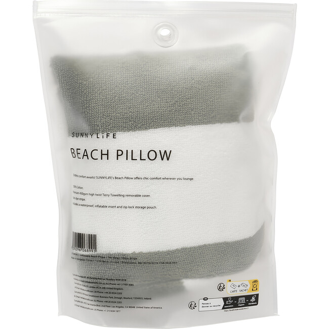 Inflatable Beach Pillow: The Vacay, Olive Stripe - Pillows - 3