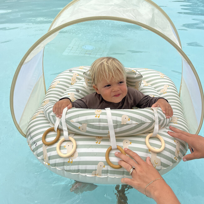Interactive Baby Float: Duck, Sage Stripe - Pool Floats - 3