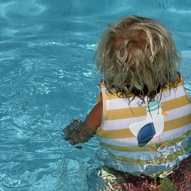 Kids Swim Vest: 1/2 - Sid The Seagull, Mustard Stripe - Pool Floats - 5