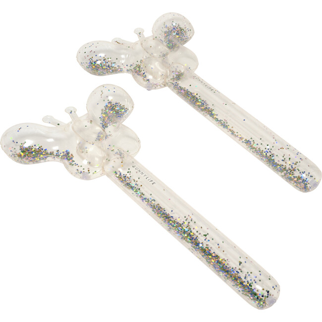 Inflatable Noodle: Cotton Candy- 2pk, Clear Glitter - Pool Floats - 6