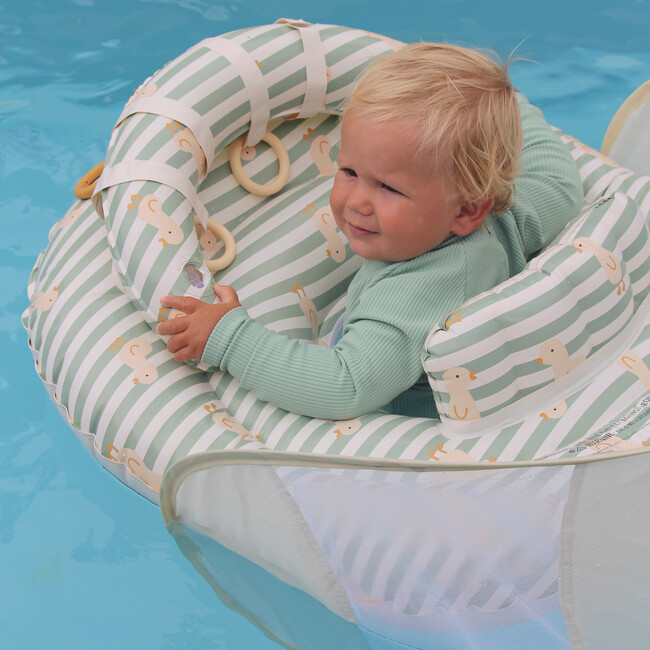 Interactive Baby Float: Duck, Sage Stripe - Pool Floats - 5
