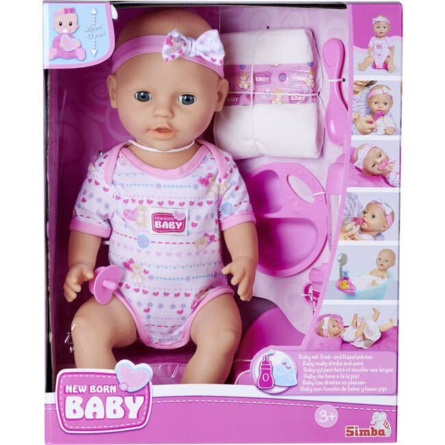 Newborn Baby: Drink & Wet - 8pc Pink - 17" Doll