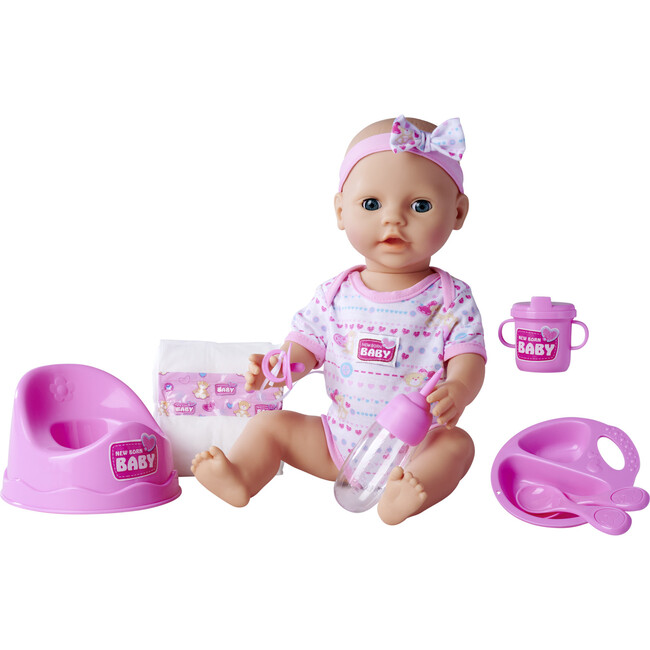 Newborn Baby: Drink & Wet - 8pc Pink - 17" Doll - Dolls - 2