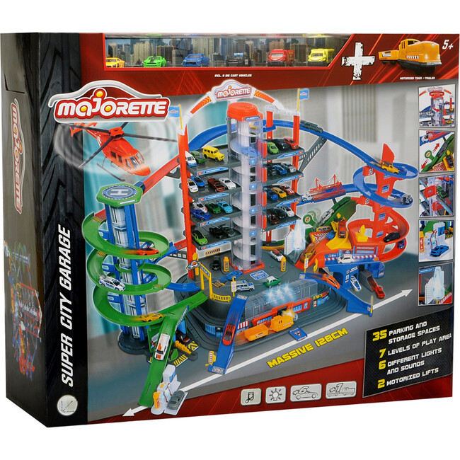 Dickie Toys - Majorette Super City Garage Playset with 6 Die-Cast Cars - Transportation - 7