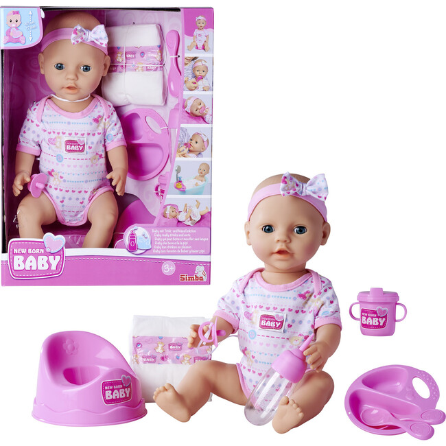 Newborn Baby: Drink & Wet - 8pc Pink - 17" Doll - Dolls - 7