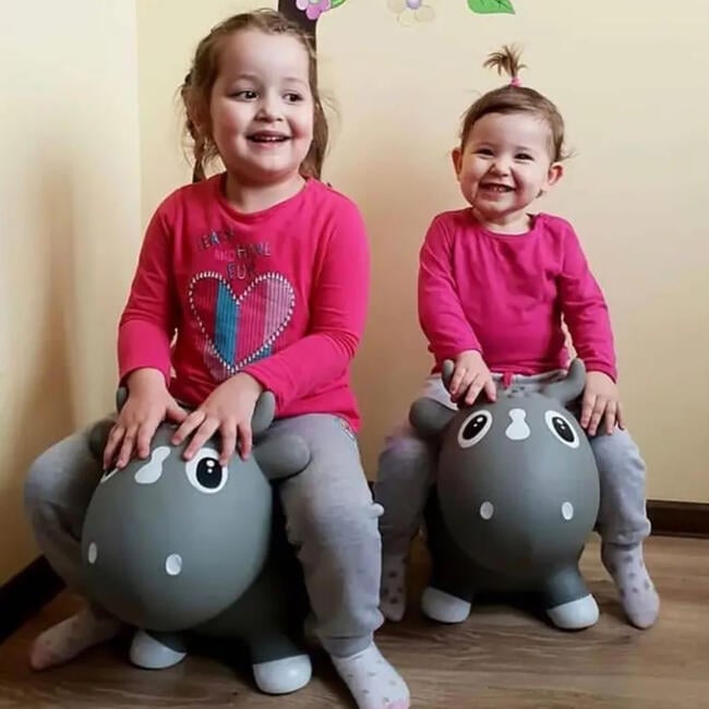 Pop It Up: Kidzzfarm Bouncing Cow: Junior - Grey - Inflatable Animal Hopper - Ride-Ons - 2