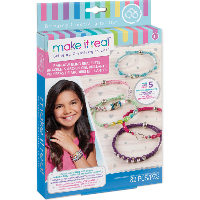 Rainbow DIY Bling Bracelets Kit - Create 5 Unique Cord Charm Bracelets