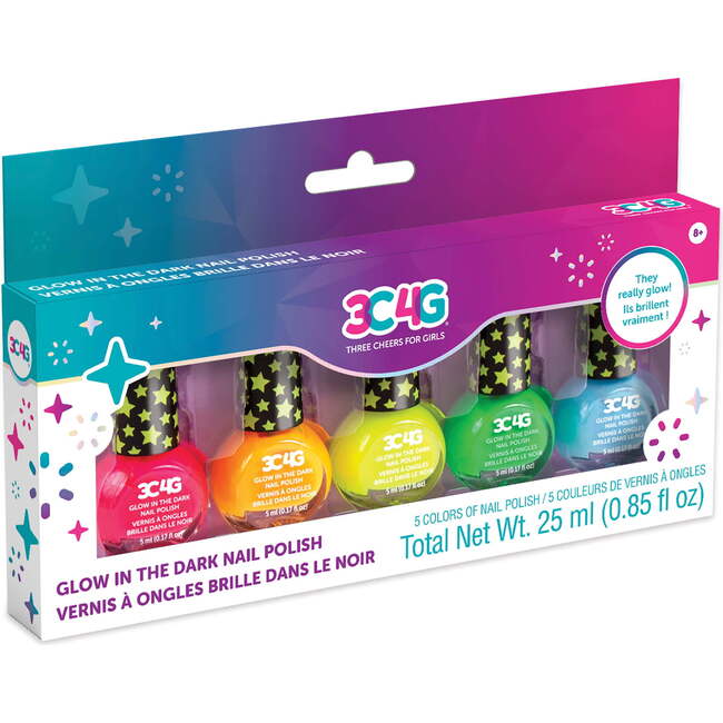 Glow In The Dark Nail Polish Craft Activity Set w/ 5 Bottles
