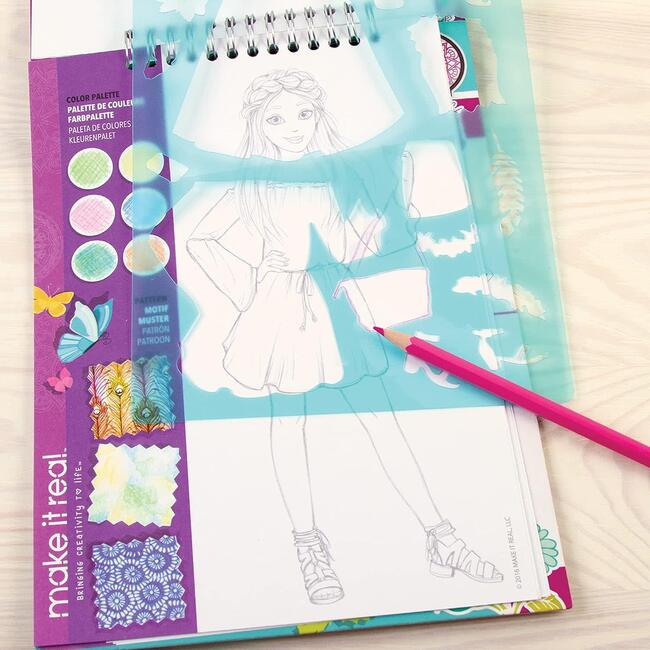 Fashion Design Sketchbook: Blooming Creativity - Includes 90 Stickers & Stencils - Art Supplies - 2