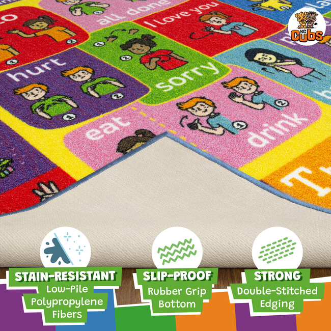ABC Alphabet: ASL Sign Language Rug - 8x10' - Playmats - 3