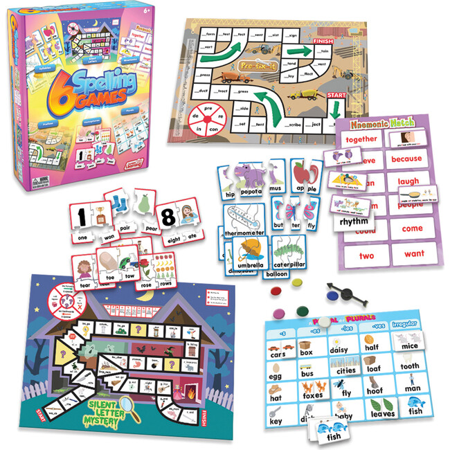 6 Spelling Games Board Game for Ages 6+ Grade 1 Grade 2 Learning