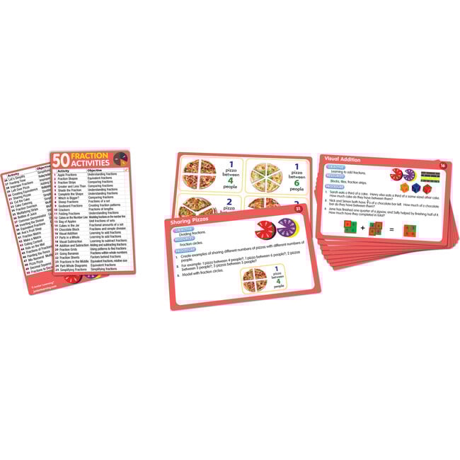 50 Fraction Activities, Kindergarten Grade 2 Learning