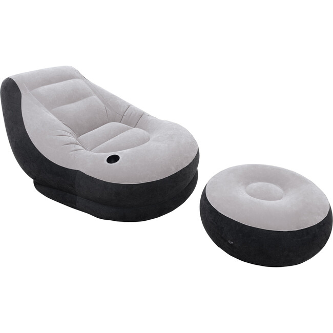 Inflatable Ultra Lounge Chair With Cup Holder And Ottoman - Outdoor Decor - 1