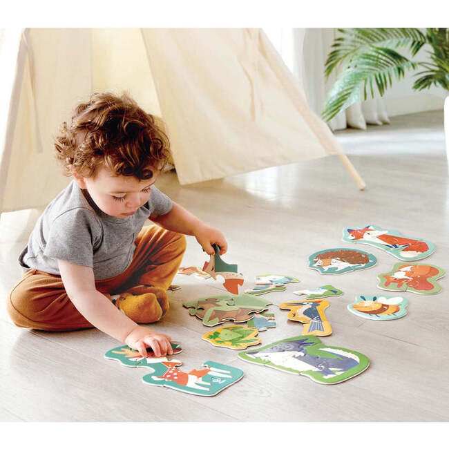 Hape: Woodland Friends Puzzle - 10 Mini Animal Shaped Puzzles