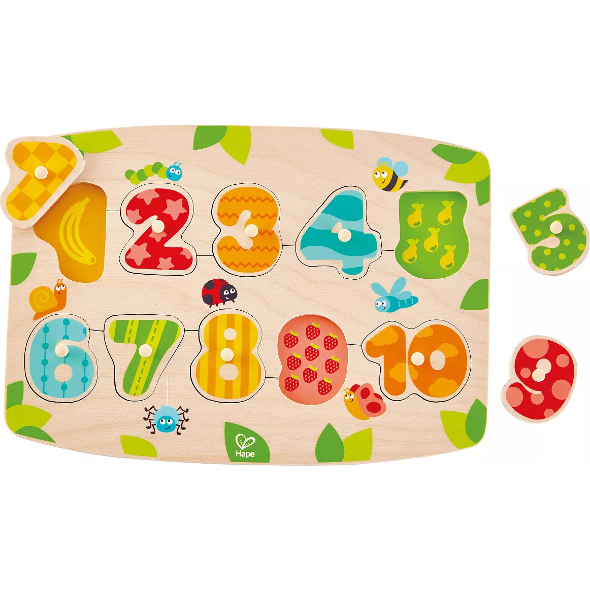 Hape: Peg Puzzle: Fruity Numbers - 11pc Wooden Puzzle - Puzzles - 1