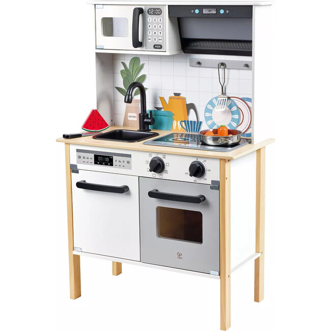 Hape: Modern Smart Kitchen - White 12pc, Lights & Sounds Toy