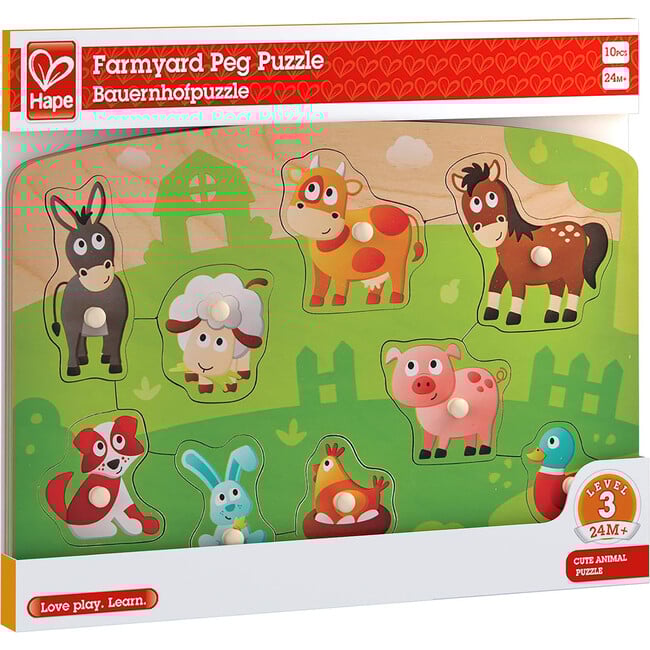 Hape: Peg Puzzle: Farmyard - 10pc Wooden Puzzle - Puzzles - 2