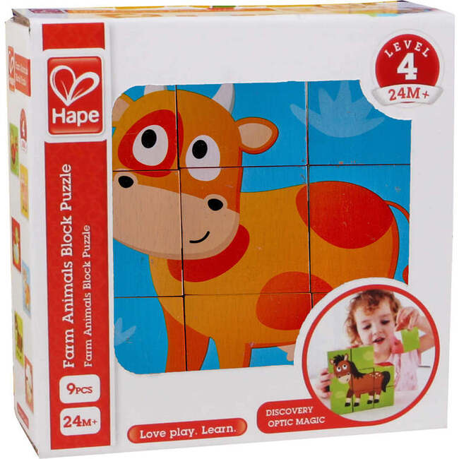 Hape: Farm Animal Block Puzzle - 9pc Wooden Stacking Blocks Puzzle - Puzzles - 3