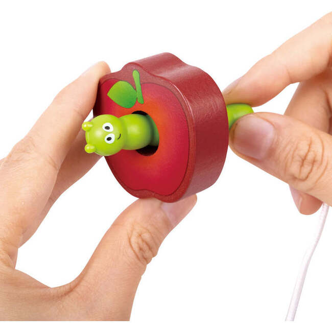 Hape: Caterpillar Fruit Feast Set - 14pc Wooden Stringing Toy - Role Play Toys - 2