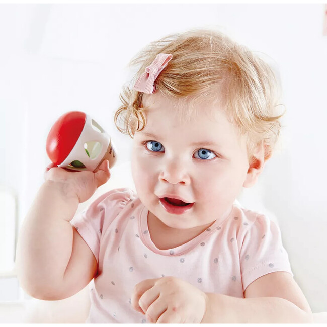 Hape: Bell Rattle - Red-White-Green, Egg Shaped Easy Grip Shake Toy