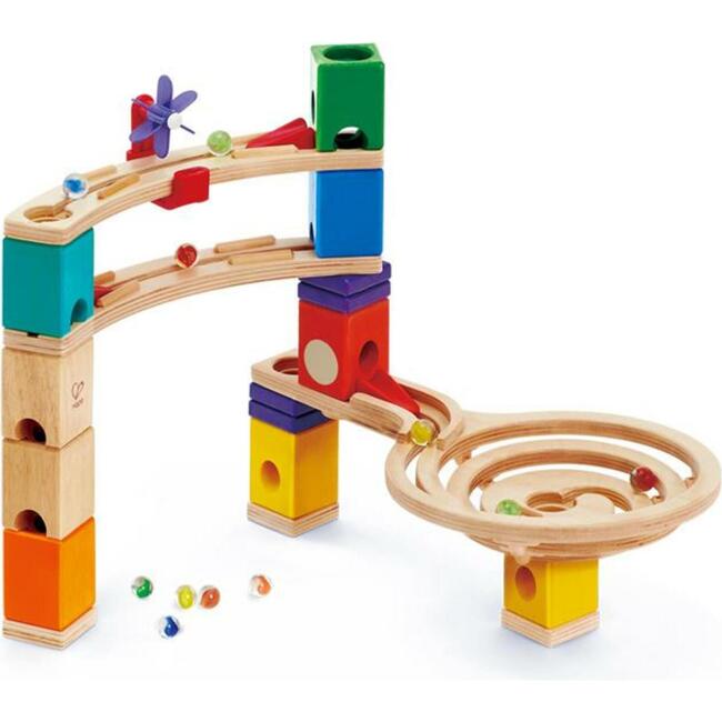 Quadrilla Wooden Marble Run DIY Construction, 58 Pieces