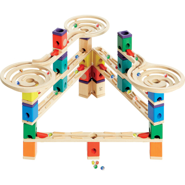 Quadrilla Wooden Marble Run DIY Construction,134 Pieces