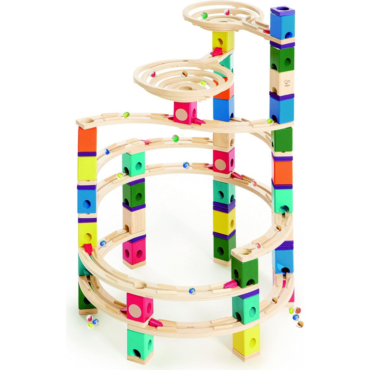Quadrilla Wooden Marble Run Construction,198 Pieces - Hape