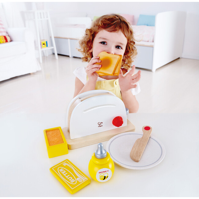 Pop-Up Toaster Set, Kid's Wooden Toy Playset, 7 Pieces - Play Food - 2