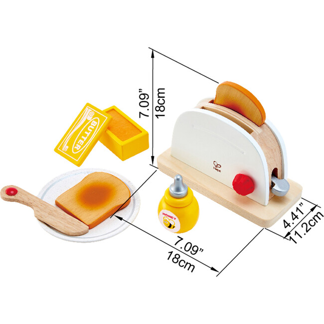 Pop-Up Toaster Set, Kid's Wooden Toy Playset, 7 Pieces - Play Food - 5