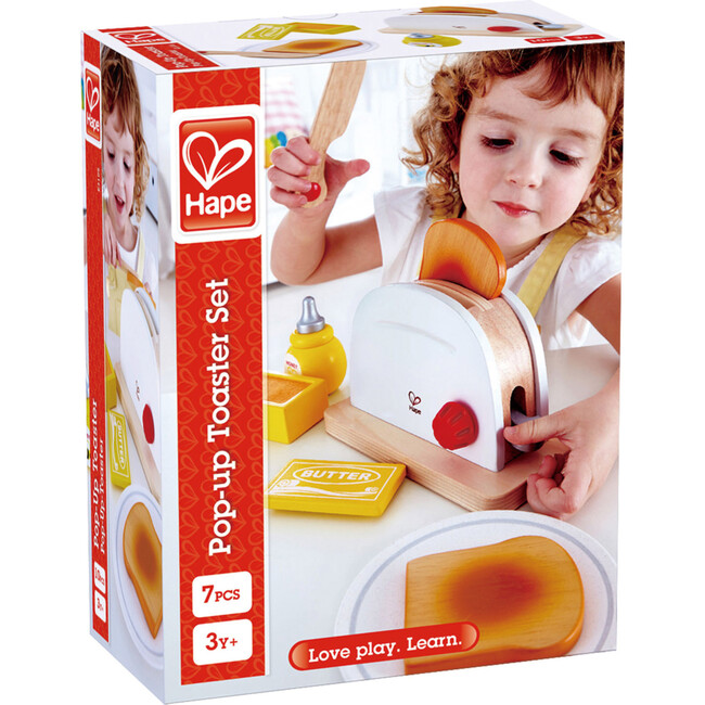 Pop-Up Toaster Set, Kid's Wooden Toy Playset, 7 Pieces - Play Food - 6