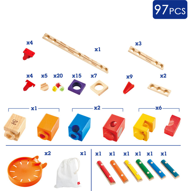 Quadrilla Wooden Marble Run Construction Playset - Games - 6