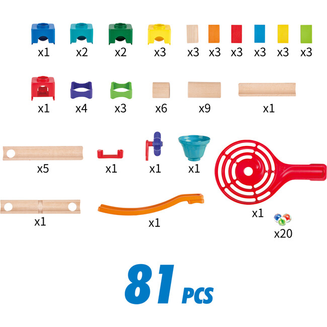 Marble Run DIY Wood Building Racetrack, 81 Pieces - Games - 5