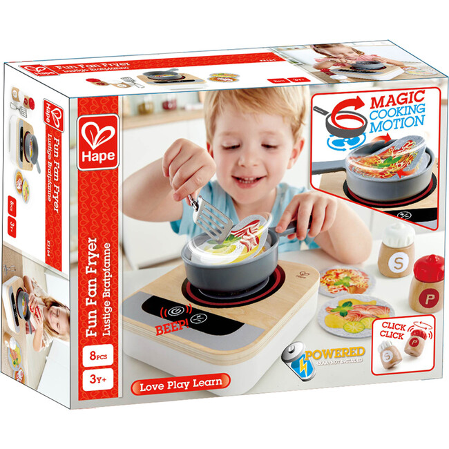 Fun Fan Fryer - 7 Pieces - Kid's Wooden Toy Kitchen Accessory Playset - Role Play Toys - 5