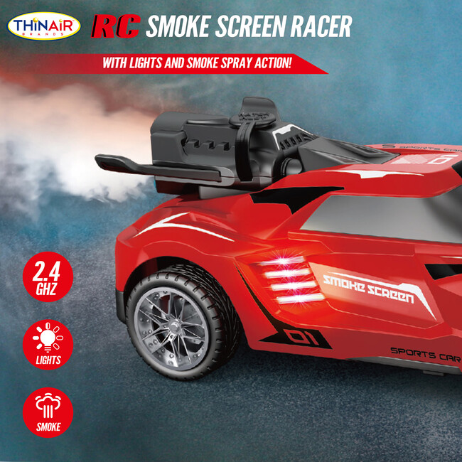 Hyper Drive: RC Smoke Screen Racer - Red - Remote Control - 3