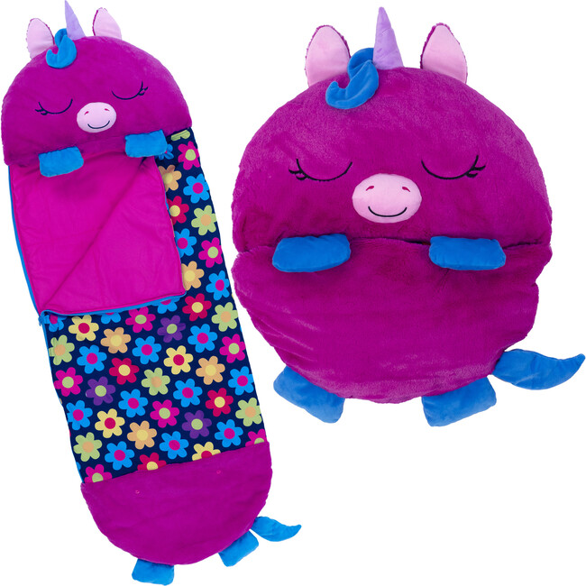 Happy Nappers: Pillow & Sleepy Sack: Large - Fiona The Purple Unicorn - Plush - 3