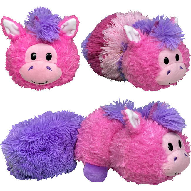 FlipaZoo Magic Tails Pink Unicorn to White Cat - 2-In-1 Animal Plush w/ Bonus 3" Baby Org - Storage - 3