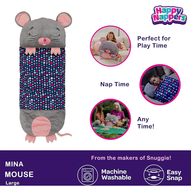 Happy Nappers: Pillow & Sleepy Sack: Large - Mouse - Plush - 3