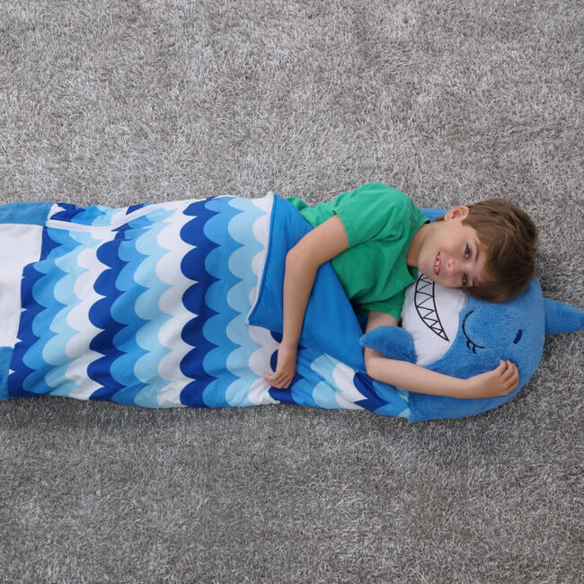 Happy Nappers: Pillow & Sleepy Sack: Medium - Blue Shark
