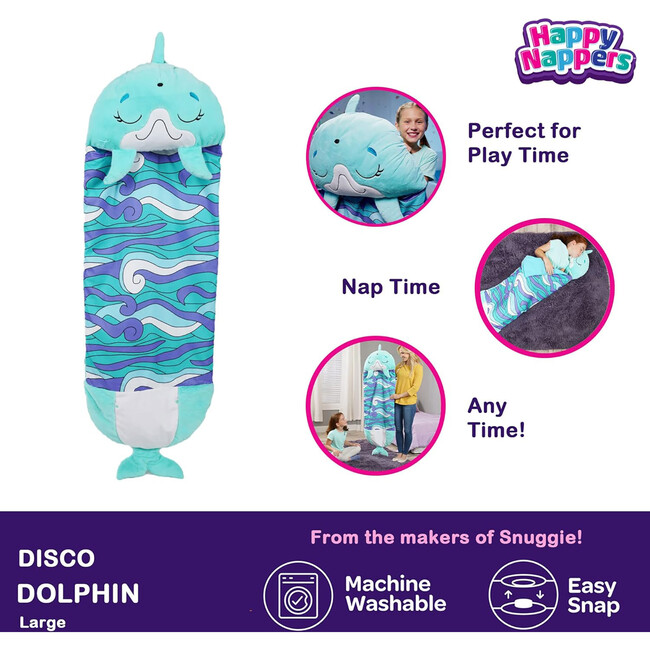 Happy Nappers: Pillow & Sleepy Sack: Large - Dolphin Disco - Plush - 3