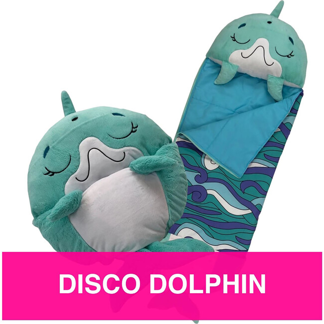 Happy Nappers: Pillow & Sleepy Sack: Large - Dolphin Disco - Plush - 6