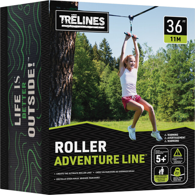 Treslines: Roller Adventure Line 36 ft - Zipline, Grip Bar Handle - Outdoor Games - 1