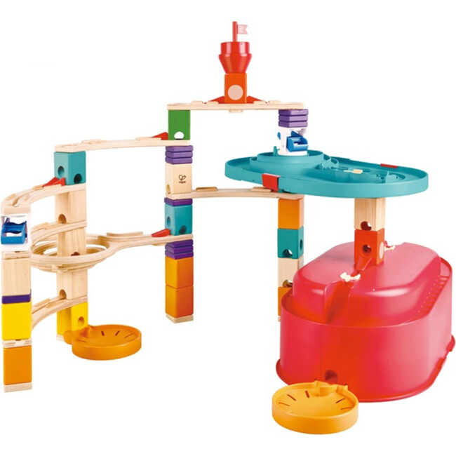 Quadrilla Stack Track Bucket Wooden Marble Run Construction - Games - 1