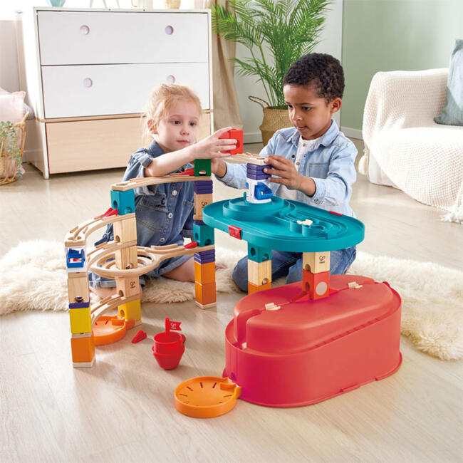 Quadrilla Stack Track Bucket Wooden Marble Run Construction - Games - 2