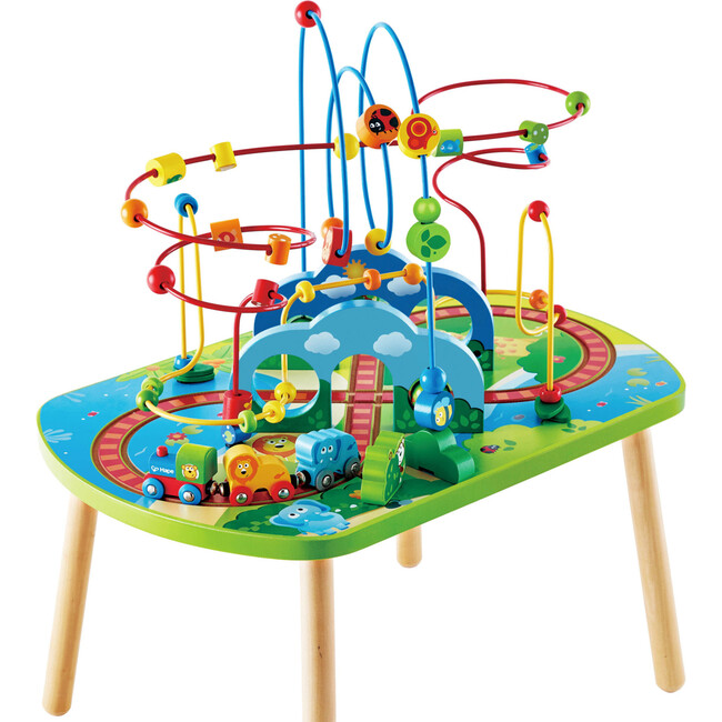 Jungle Adventure Wooden Bead Maze & Railway Track Play Table - Play Tables - 1